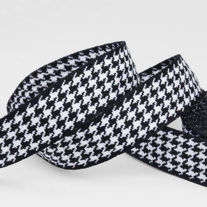 Лента декоративная «Гусиная лапка», 25 мм, 9 ± 0,5 м, цвет чёрный/белый №002 Лента декоративная «Гусиная лапка», 25 мм, 9 ± 0,5 м, цвет чёрный/белый №002