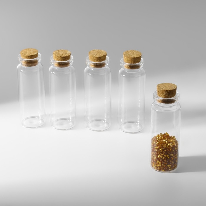 Баночки для хранения бисера, d=2.2&times;6 см, 5 шт.