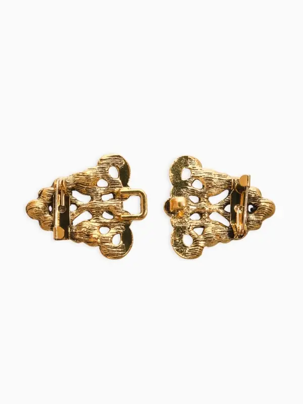 Зажим для кардигана "Ажур", бутоны, цвет золотой в черненом золоте