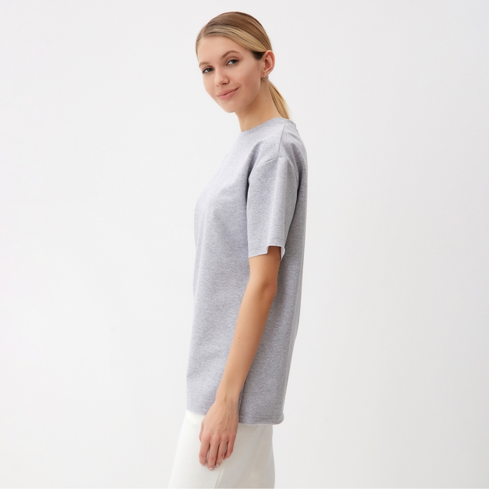 Футболка женская MINAKU OVERSIZE FIT: цвет светло-серый, р-р 50 Футболка женская MINAKU OVERSIZE FIT: цвет светло-серый, р-р 50