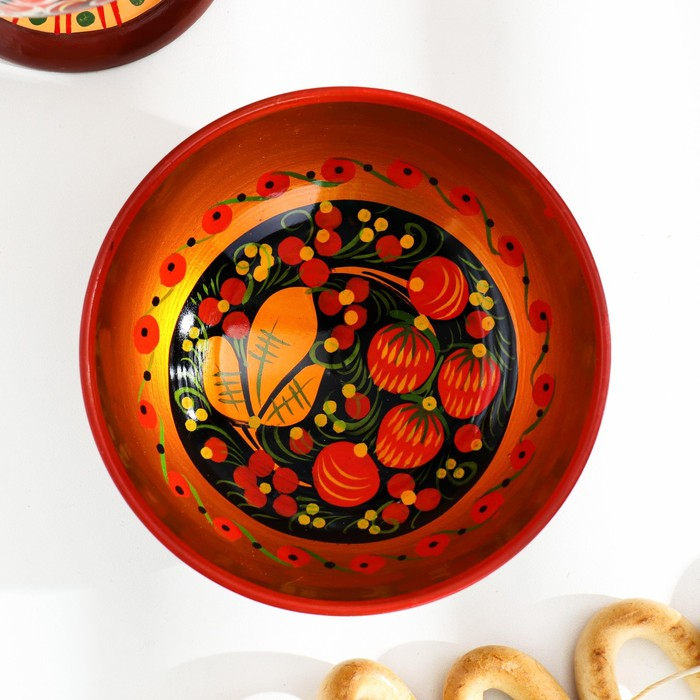 Салатник, средний, 14&times;7,5 см, хохлома