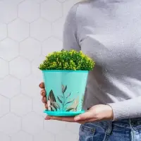 Горшок для цветов Доляна &laquo;Тропический лес&raquo;, 800 мл, цвет зелёный