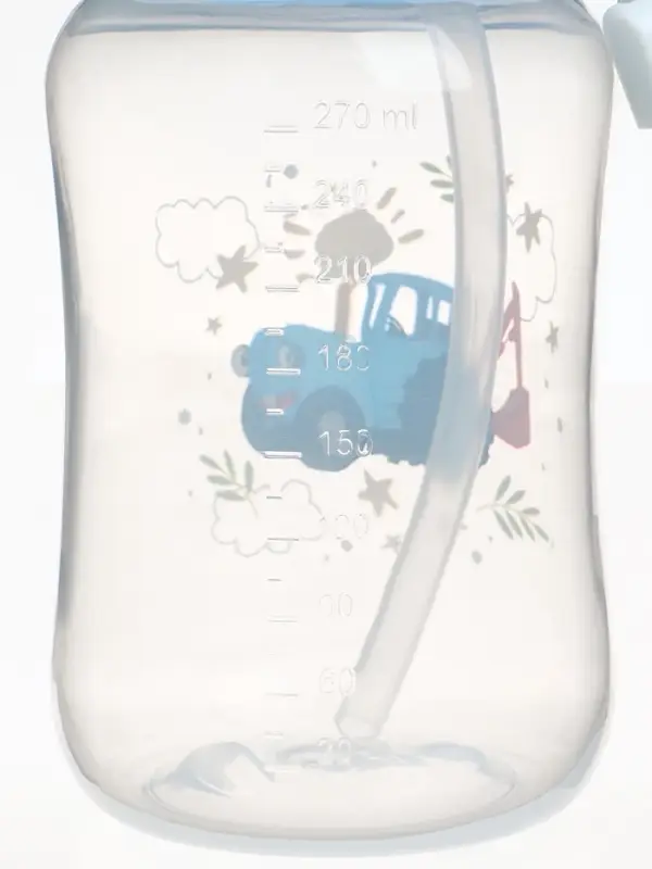 Поильник-непроливайка с трубочкой, 270 мл, Синий трактор