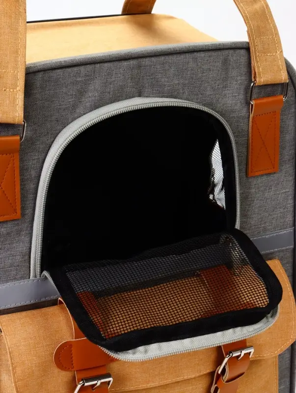 Рюкзак-переноска для кошек и собак, 30 х 21 х 41 см, серо-жёлтый