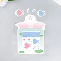 Наклейка на выключатель "Лебеди в пруду с рыбками" окно 8,5х8,5 см, объемная 26х16,5 см