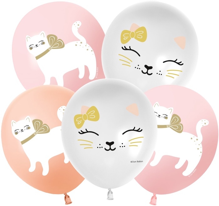 Воздушный шар латексный 12" "Кошечка с бантом" ассорти, пастель, 1ст., набор 25 шт., МИКС