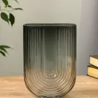 Ваза стекло настольная "Айрис" 23,5х17х7 см, серый