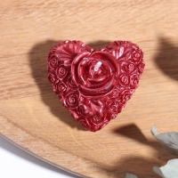 Набор свечей "Сердце с розой", 2 шт, 5х2,5см, красный