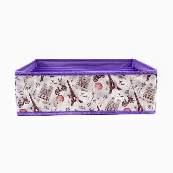 Органайзер для хранения, кофр для белья 7 ячеек Органайзер для хранения, кофр для белья 7 ячеек "Париж", 32 х 32 х 10 см