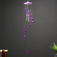 Музыка ветра пластик "Сердце" 4 трубочки 11 фигурок  50 см