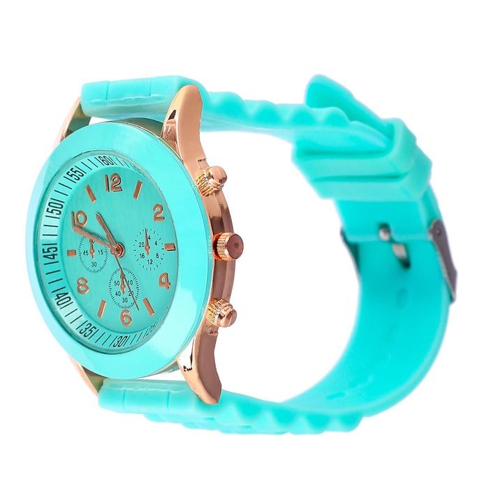 Часы наручные кварцевые женские Часы наручные кварцевые женские "Женева", d-3.8 см, ремешок силикон, бирюзовые