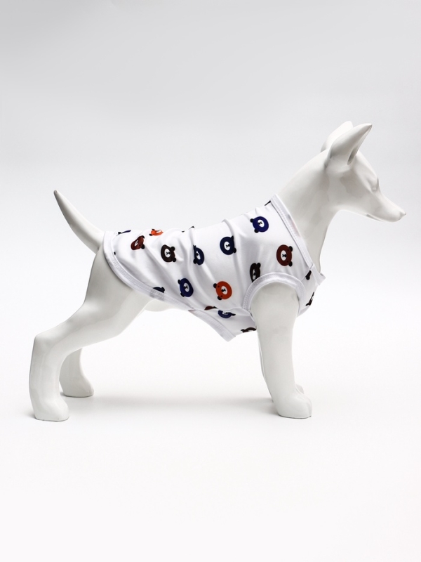 Футболка для животных "Мишка", XL (ДС 38, ОГ 50 см), белая