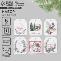 Шильдик на подарок Happy new year, набор 6 штук, 16 х 24 см