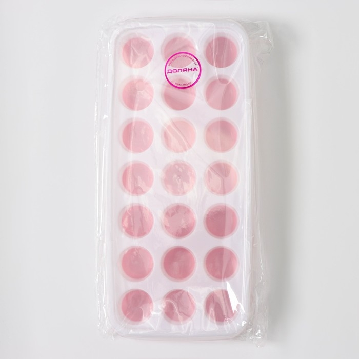 Форма для льда и шоколада с крышкой Доляна, 26&times;12&times;2,5 см, 21 ячейка (3&times;3&times;2 см), цвет МИКС