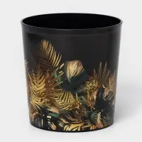 Горшок для цветов с поддоном Доляна &laquo;Голди. Листья&raquo;, 1,6 л, d=14 см, h=15,5 см, пластиковый, цвет чёрный