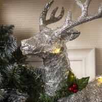 Светодиодная фигура &laquo;Олень серебристый&raquo; 30 &times; 46 &times; 15 см, акрил, батарейки CR2032х2 (в комплекте), свечение тёплое белое