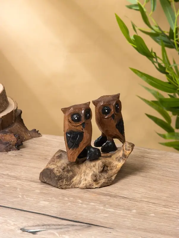 Сувенир интерьерный "Совушки" 15х9х14 см, дерево