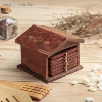 Подставка под горячее &laquo;Домик&raquo;, 6 шт., 8.5&times;10&times;10 см, дерево