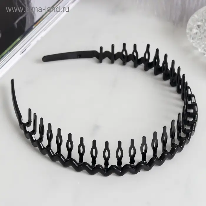 Ободок для волос &laquo;Бриошь&raquo;, зигзаг гребень, 2.5 см, чёрный