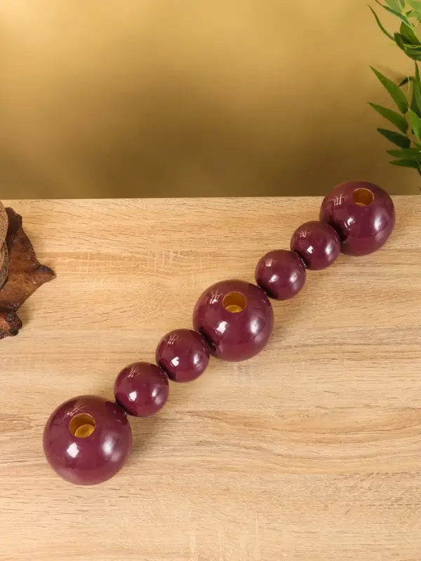 Подсвечник на 3 свечи &laquo;Бусы&raquo;, с 7 сферами, 44&times;8&times;8 см, баклажановый