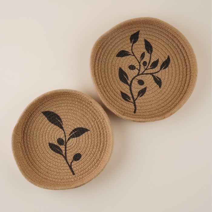 Корзины для хранения ручной работы SL Home, 2 шт: 25&times;25&times;3 см, 30&times;30&times;4 см