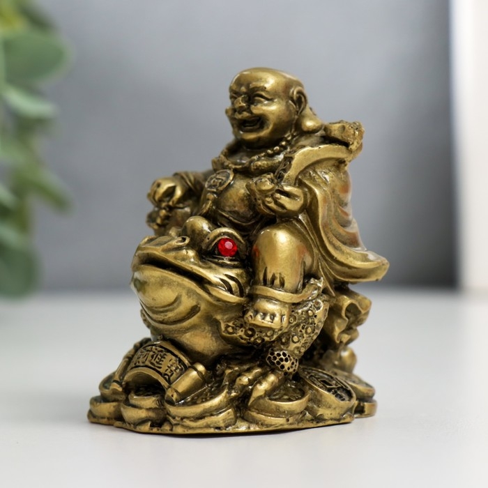 Нэцкэ бронза "Хотей на жабе"