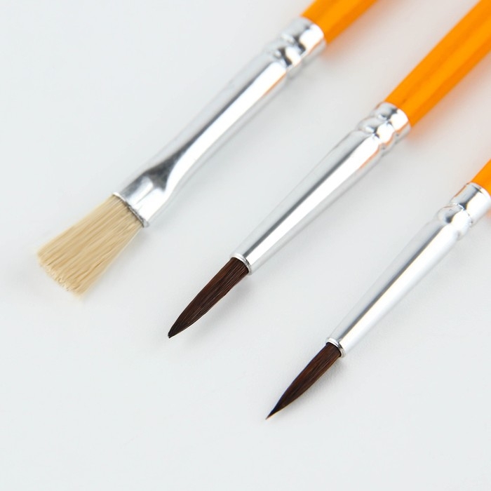 Кисть для рисования набор 3 шт. пони №1, №3, щетина №1 для школы