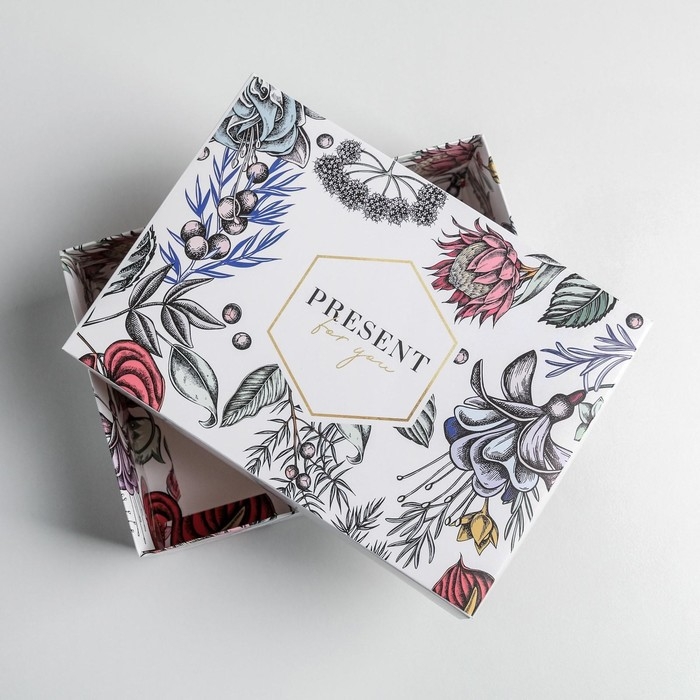 Коробка подарочная складная, упаковка, &laquo;Цветы&raquo;, 21 х 15 х 7 см