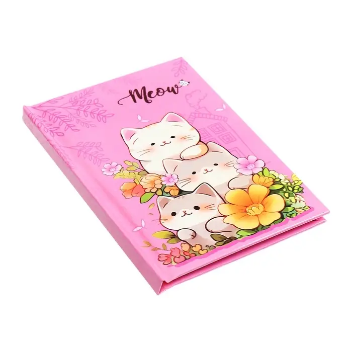 Записная книжка подарочная, 45 листов, линия, на замке Котики (16,3х12,7см)