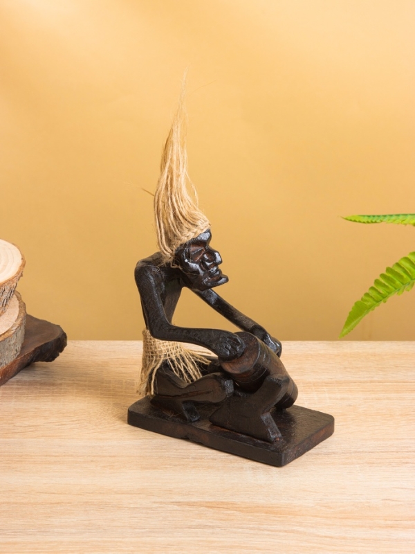 Сувенир "Абориген музыкант" дерево, 12х8х14 см