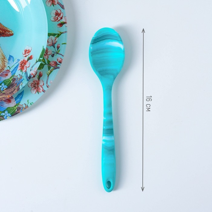 Ложка гарнирная Доляна &laquo;Парус&raquo;, силикон, 20 см, цвет голубой