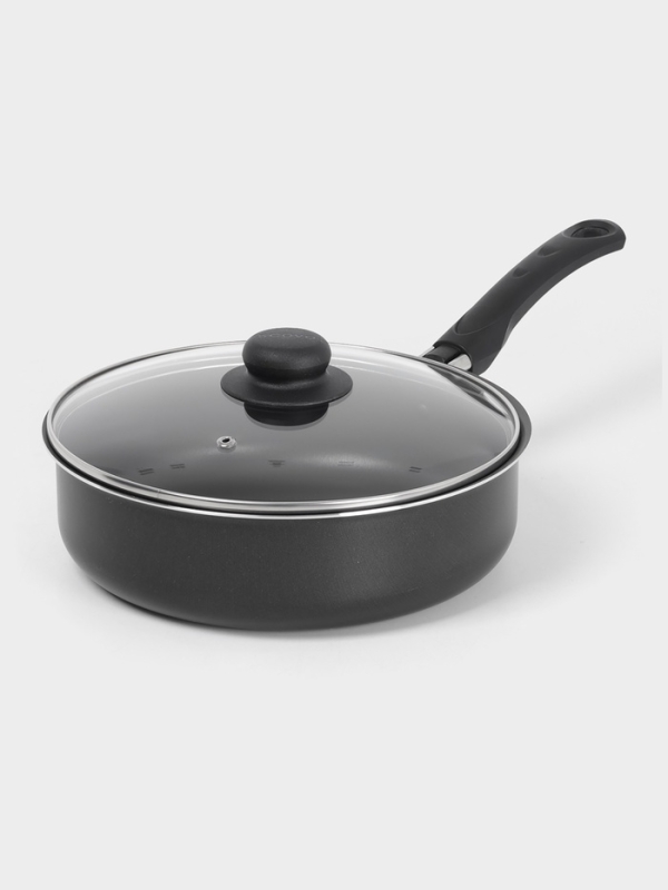 Сотейник Promo, 2.8 л, d=24 см, стеклянная крышка, антипригарное покрытие, алюминий, чёрный