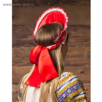 Кокошник &laquo;Красный с узором&raquo;, атлас, завязка на бант