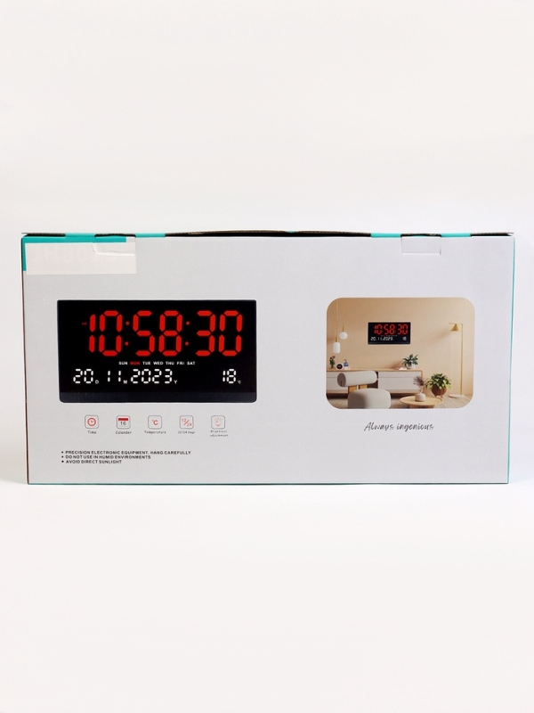 Часы электронные настенные, календарь и термометр, 47.5 х 25.3 см, белые цифры 10.8 х 5.3 см 10766 Часы электронные настенные, календарь и термометр, 47.5 х 25.3 см, белые цифры 10.8 х 5.3 см 10766