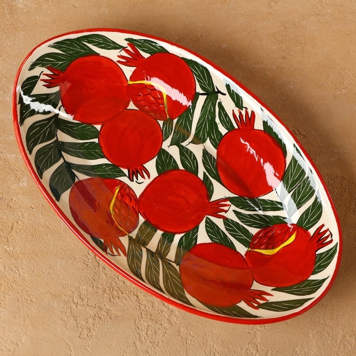 Селедочница Риштанская Керамика Селедочница Риштанская Керамика "Гранаты", 34 см