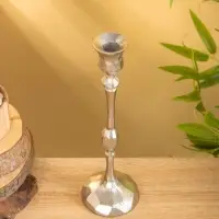 Подсвечник "Грани" алюминий 30 см, цв. серебро