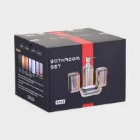 Набор для ванной "Кристалл" 4 предмета (дозатор, 2 стакана, мыльница)