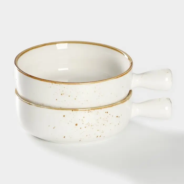 Кокотницы &laquo;Церера&raquo;, набор 2 шт., d=15 см, 500 мл, фарфор, белые