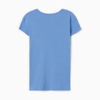 Футболка женская V-образный вырез, цвет т.голубой, размер 48