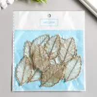 Декор для творчества текстиль вышивка "Скелетированный листик" 4х3,5 см