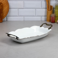 Блюдо &laquo;Роза&raquo;, 2.5 л, прямоугольное, золотая обводка, фарфор, Иран