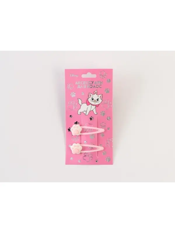 Заколка для волос &laquo;Лапки&raquo; розовые 2 шт, Коты аристократы