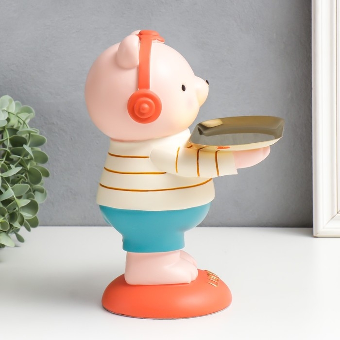 Сувенир полистоун подставка "Медвежонок в наушниках" 23х18х27 см