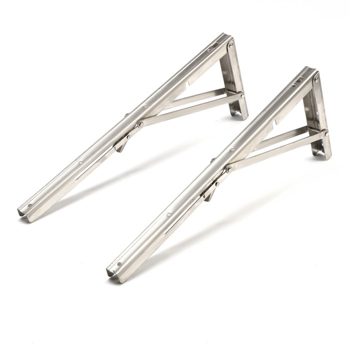 Кронштейн складной для столов и полок ТУНДРА, 2 шт., длина 450 мм, нержавеющая сталь Кронштейн складной для столов и полок ТУНДРА, 2 шт., длина 450 мм, нержавеющая сталь