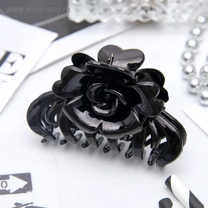 Крабик для волос &laquo;Ночка&raquo;, роза, 6.8 см, матовый и глянец, МИКС