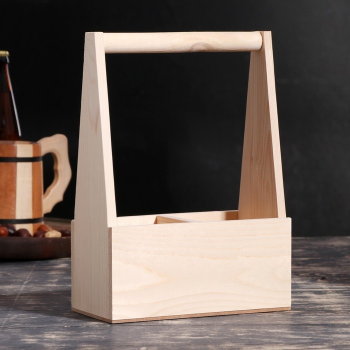 Переноска для 2 бутылок с деревянной ручкой, 21х11,5х30,5 см, натуральная Переноска для 2 бутылок с деревянной ручкой, 21х11,5х30,5 см, натуральная