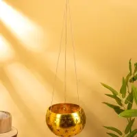 Подсвечник подвесной из кокоса, 14&times;14&times;10 см, золото