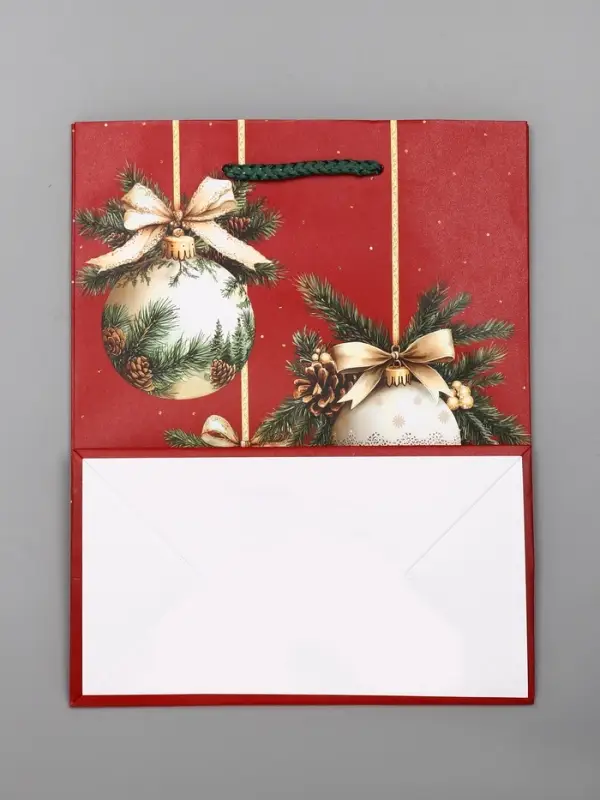 Пакет подарочный новогодний ламинированный, &laquo;Ёлки и шары&raquo; , 18&times;10&times;22.3 см