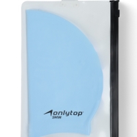 Шапочка для плавания силиконовая 56 гр, цвет голубой