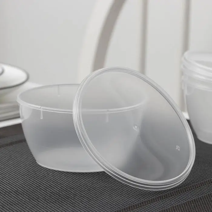 Контейнер одноразовый с крышкой &laquo;Супница&raquo;, 360 мл, пластик, d=11.2 см, прозрачный